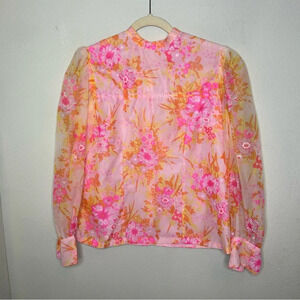Vintage Handmade Floral Blouse Size Medium